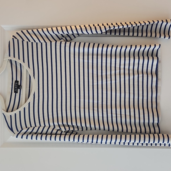 J.Crew Blue and White Striped Long Sleeve Top - Picture 2 of 5
